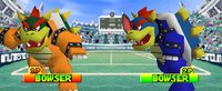 Bowser and his alternate costume from Mario Tennis in the Tiebreaker mode.