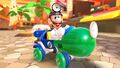 Dr. Luigi in the Blue-Green Capsule Kart