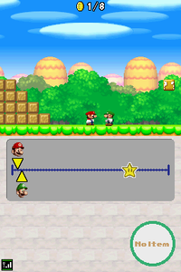 Screenshot of the Mario vs. Luigi mode in New Super Mario Bros.
