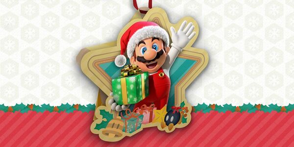 Printable Mario-themed holiday ornament