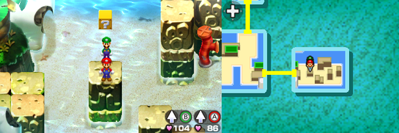 Block 28 in Plack Beach of Mario & Luigi: Bowser's Inside Story + Bowser Jr.'s Journey.