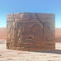 Squared screenshot of a block from Super Mario Odyssey. Knucklotec's likeness is carved into the block.