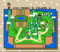 The view of Yoshi's Island 4 from the map screen.