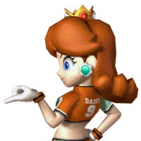 Princess Daisy's versus sprite from Super Mario Strikers facing left.