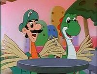 Luigi and Yoshi in the episode King Scoopa Koopa.