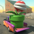 A truck with a Piranha Plant in the back in Mario Kart World