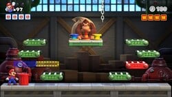 Screenshot of Mario Toy Company level 1-DK from the Nintendo Switch version of Mario vs. Donkey Kong
