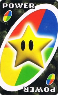 The Power Star card from the Nintendo UNO deck (featuring a Super Star)