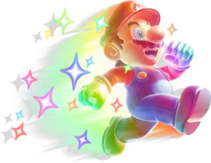 Artwork of Invincible Mario from Super Mario Bros. Wonder with shadow.