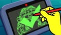 Dr. Crygor using a tablet to test the Flatterbots