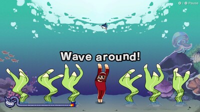 The diver microgame from WarioWare: Move It!