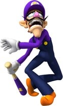 Artwork of Waluigi from Mario Super Sluggers