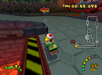 Koopa Troopa and Toad make the jump on Bowser's Castle (GCN)