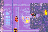 The Kongs climbing past a Mini-Necky in Chain Link Chamber from Donkey Kong Country 2 for Game Boy Advance