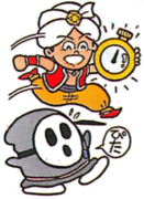 Artwork of Imajin using a Stop Watch for Yume Kōjō: Doki Doki Panic