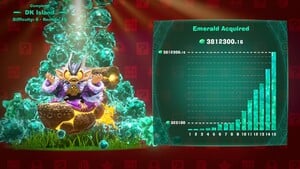 End screen of an Emerald Rush run during a Super Mario Bros. 40th Anniversary collaboration event