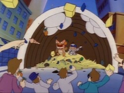 Dadzilla - A scene where "Gonna Stomp My Name on the Walk of Fame" plays (Error: Big Mouth's body in incorrectly colored gray.)