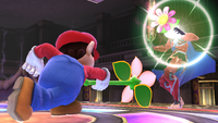 Mario using a Lip's Stick on Corrin in Super Smash Bros. for Wii U.