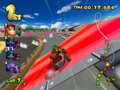 Donkey Kong and Yoshi on a Dash Panel in Luigi Circuit in Mario Kart: Double Dash!!