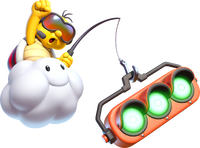 Artwork of the red-shelled Lakitu leading the Knockout Tour in Mario Kart World