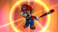 Mario executes his Star Swing in Mario Super Sluggers.