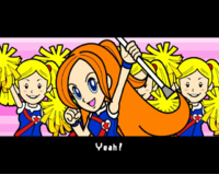 Scene from the epilogue of Mona: Mona operating as the leader of the cheerleaders.