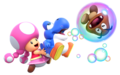 Toadette using a Bubble Baby Yoshi on a Goomba