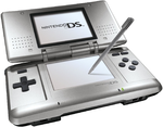 The original Nintendo DS, in a silver color