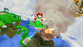 Mario and Yoshi being launched from a Launch Star