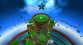 The Floating Fortress in Buoy Base Galaxy of Super Mario Galaxy.