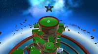 The Floating Fortress in Buoy Base Galaxy of Super Mario Galaxy.