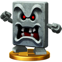 Whomp's trophy render from Super Smash Bros. for Wii U