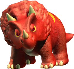 Tricky the Triceratops's artwork from Diddy Kong Racing DS.