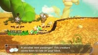 Crazee Dayzee riding on Yoshi's back in Yoshi and the Mysterious Book