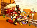 Artwork depicting Mario and other racers in the desert