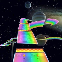 View of 3DS Rainbow Road in Mario Kart Tour