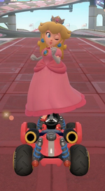 Peach performing a trick.