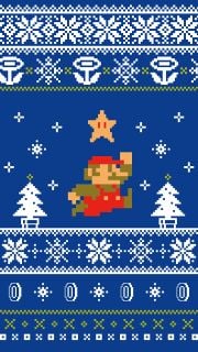 Super Mario Bros. in the style of a winter sweater.