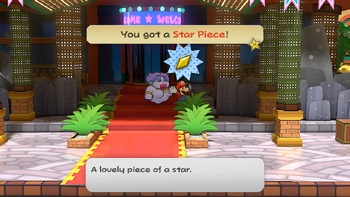 A Star Piece in Glitzville from the remake of the Paper Mario: The Thousand-Year Door for the Nintendo Switch.