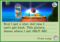 Luigi sends Mario a postcard pointing out he is in the Good Egg Galaxy