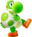 Green Yoshi aiming a Yoshi Egg