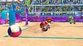 Mario, Yoshi and Knuckles competing in Beach Volleyball.