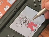 Yoichi Kotabe drawing Mario in Flipnote Studio on the Nintendo DSi.
