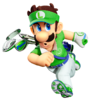 Artwork of Luigi running from Mario Golf: Super Rush