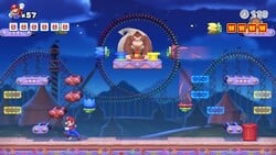 Screenshot of Merry Mini-Land Plus level 4-DK+ from the Nintendo Switch version of Mario vs. Donkey Kong