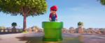 Mario emerging from a Warp Pipe