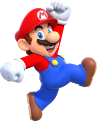 Artwork of Mario jumping in New Super Mario Bros. U Deluxe