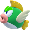 Artwork of a Deep Cheep from New Super Mario Bros. U, where they do not appear, though they later do in New Super Luigi U