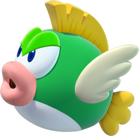 Artwork of a Deep Cheep from New Super Mario Bros. U, where they do not appear, though they later do in New Super Luigi U