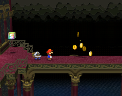 Mario after destroying the first firebar in Palace of Shadow of Paper Mario: The Thousand-Year Door.